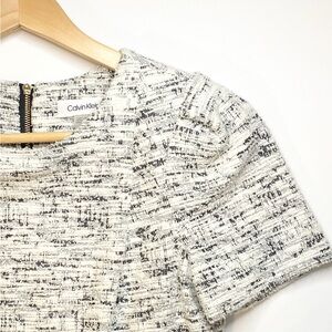 Calvin Klein Tweed Shift Dress | Black & White | Size 4